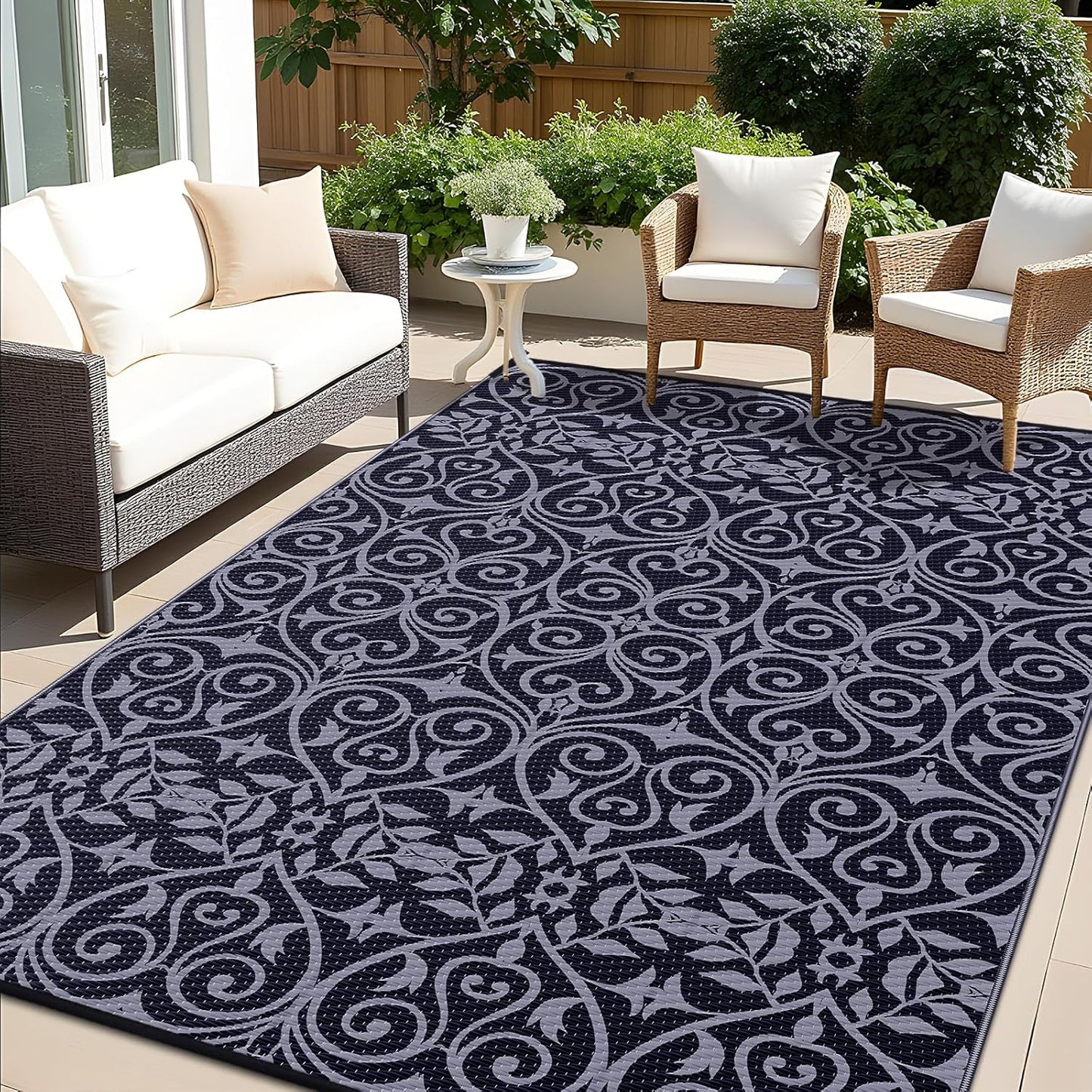 OLANLY Outdoor Rug Waterproof 8x10 ft for Patio and Camping