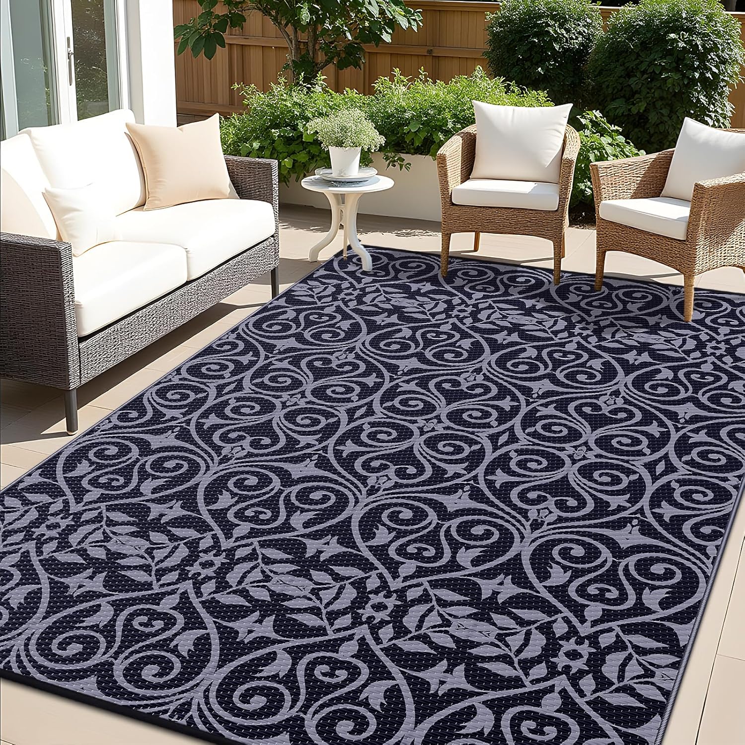 OLANLY Outdoor Rug Waterproof 8x10 ft for Patio and Camping