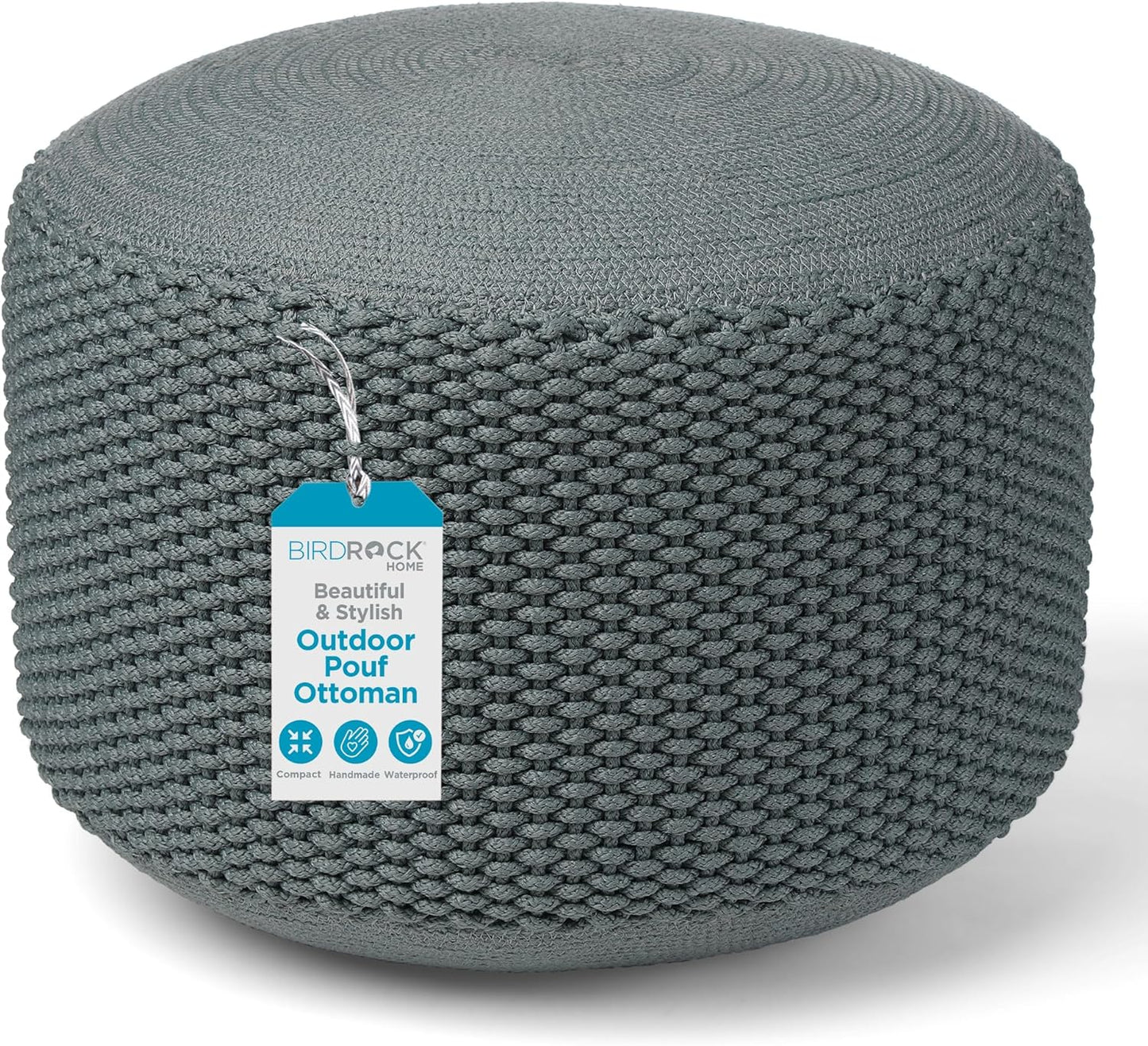 BIRDROCK HOME Outdoor Pouf Ottoman - Stylish Waterproof Foot Stool