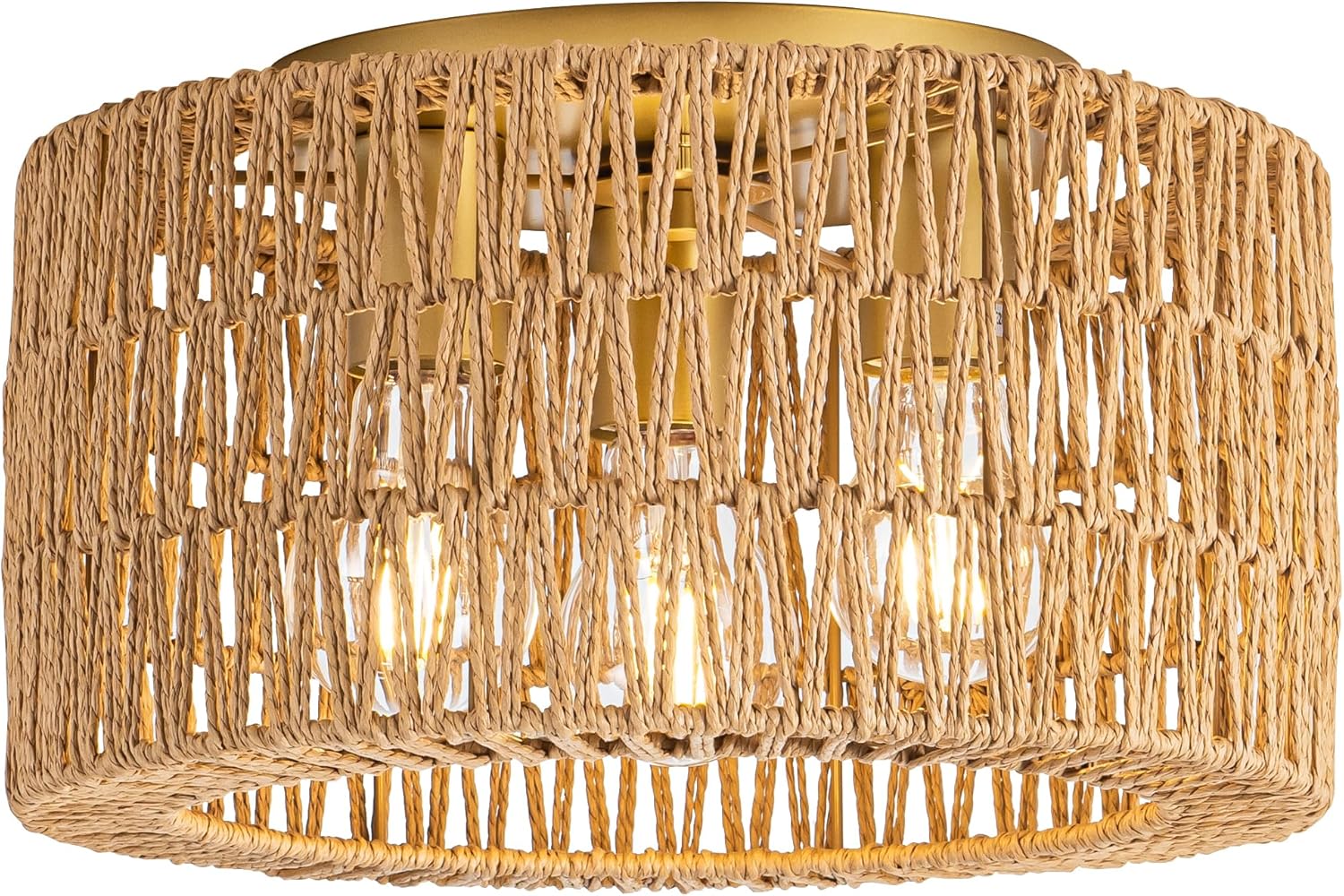 Rattan Ceiling Light Fixture for Bohemian Modern Home Decor