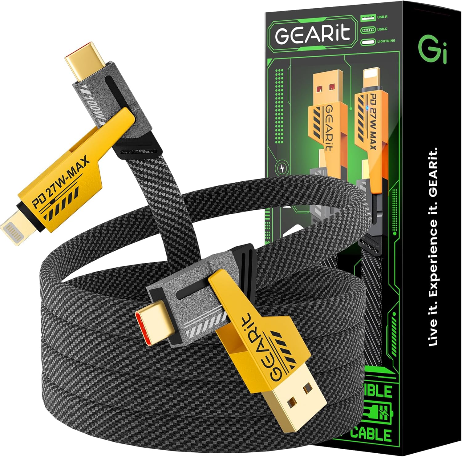 GEARit 4-in-1 Fast Charge Cable - Multi-Device Universal Cord