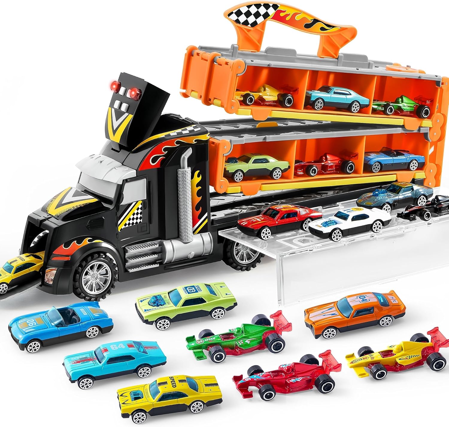 5-FT Race Track, 12 Die-Cast Cars, Lights & Sounds - Ultimate Racing Fun!