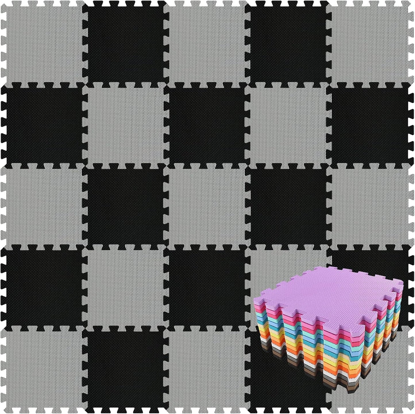 qqpp EVA Rubber Interlocking Puzzle Foam Floor Mats for Kids