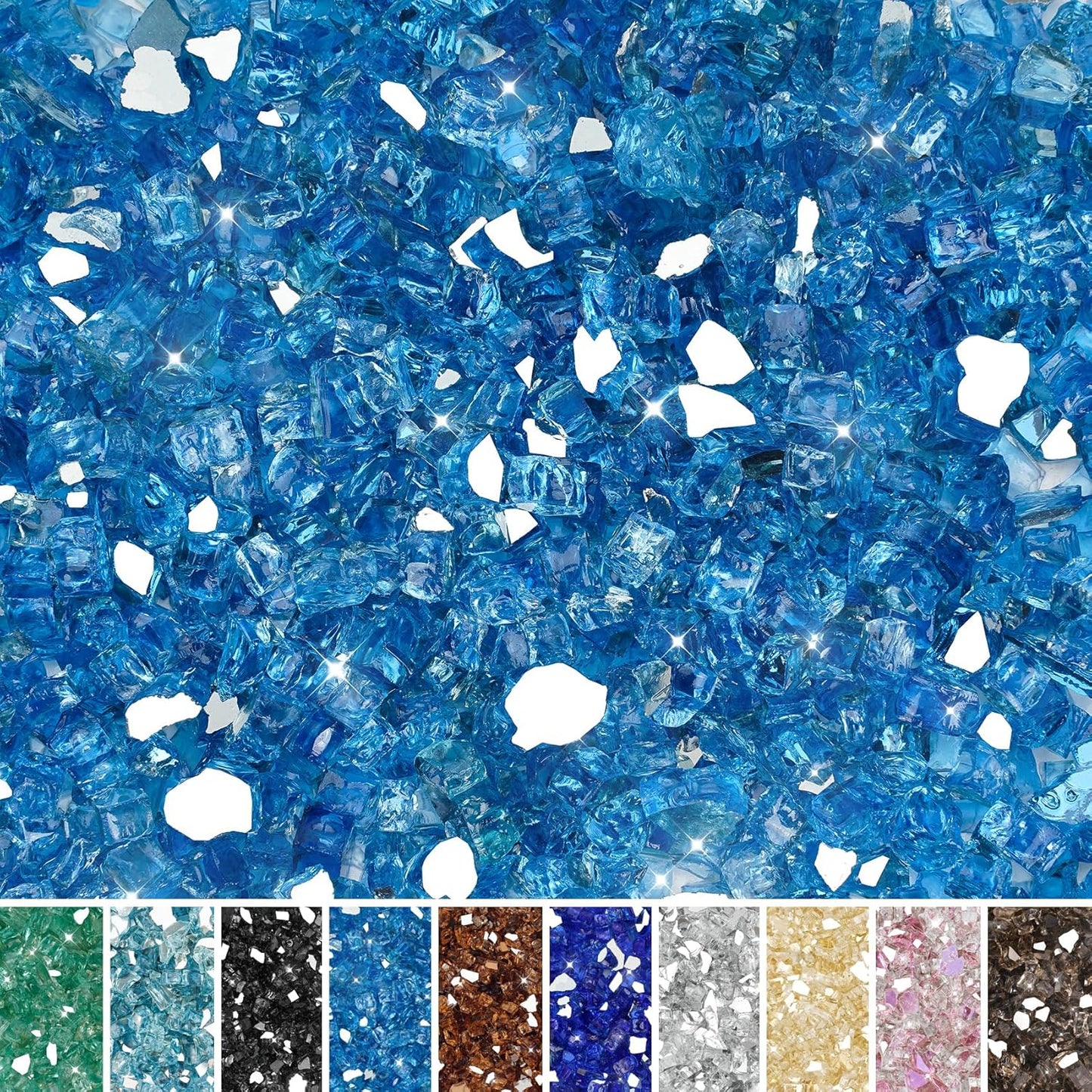 Skyflame Fire Pit Glass Rocks - 15 Pound Pacific Blue Reflective