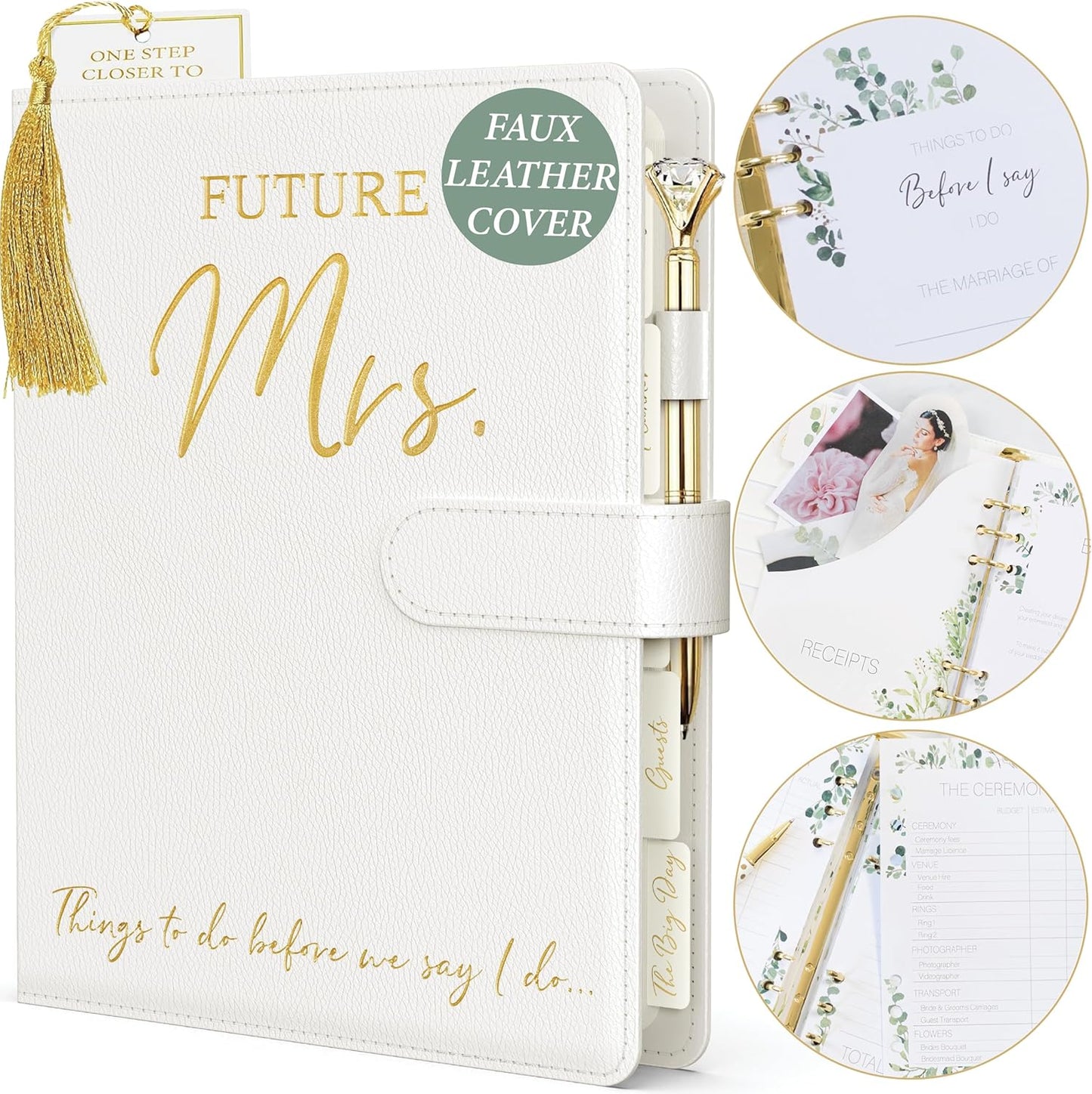 Faux Leather Wedding Planner Book for Future Mrs 2025-26