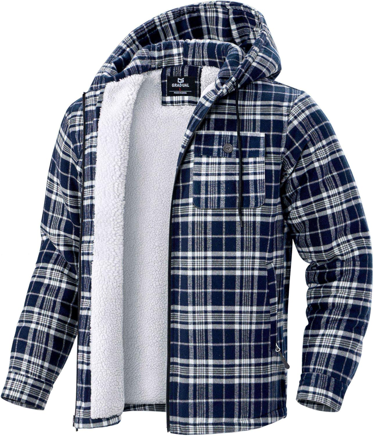 G Gradual Men's Flannel Jacket Warm Winter Zip Up Hoodies