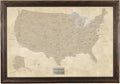 Personalized Vintage USA Push Pin Travel Map with Wood Frame - Track