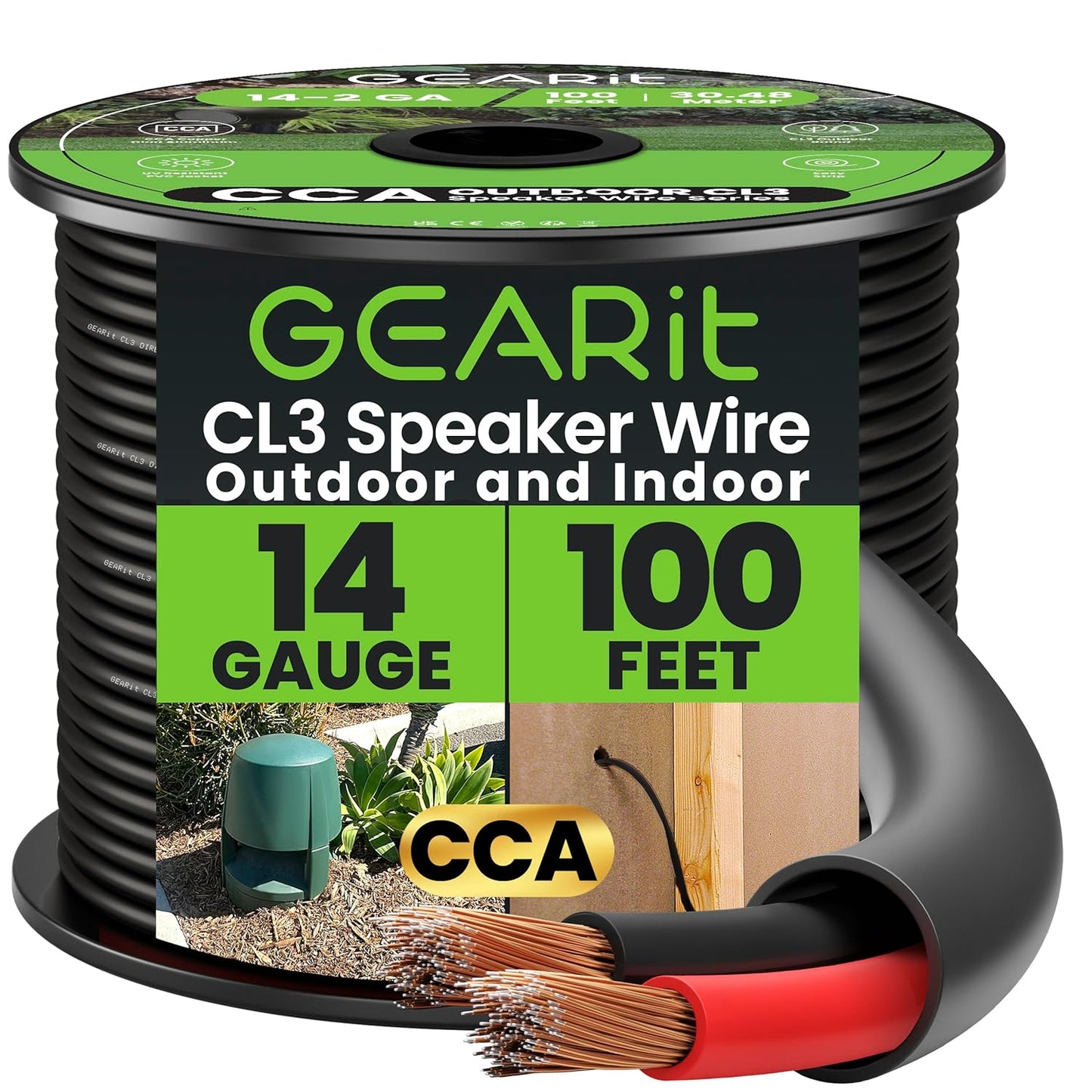 GEARit Speaker Wire 14 Gauge 100 Feet for Outdoor and Home Use