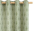 Olive Green Leaf Jacquard Curtains 52 x 96 in - Boho Botanical