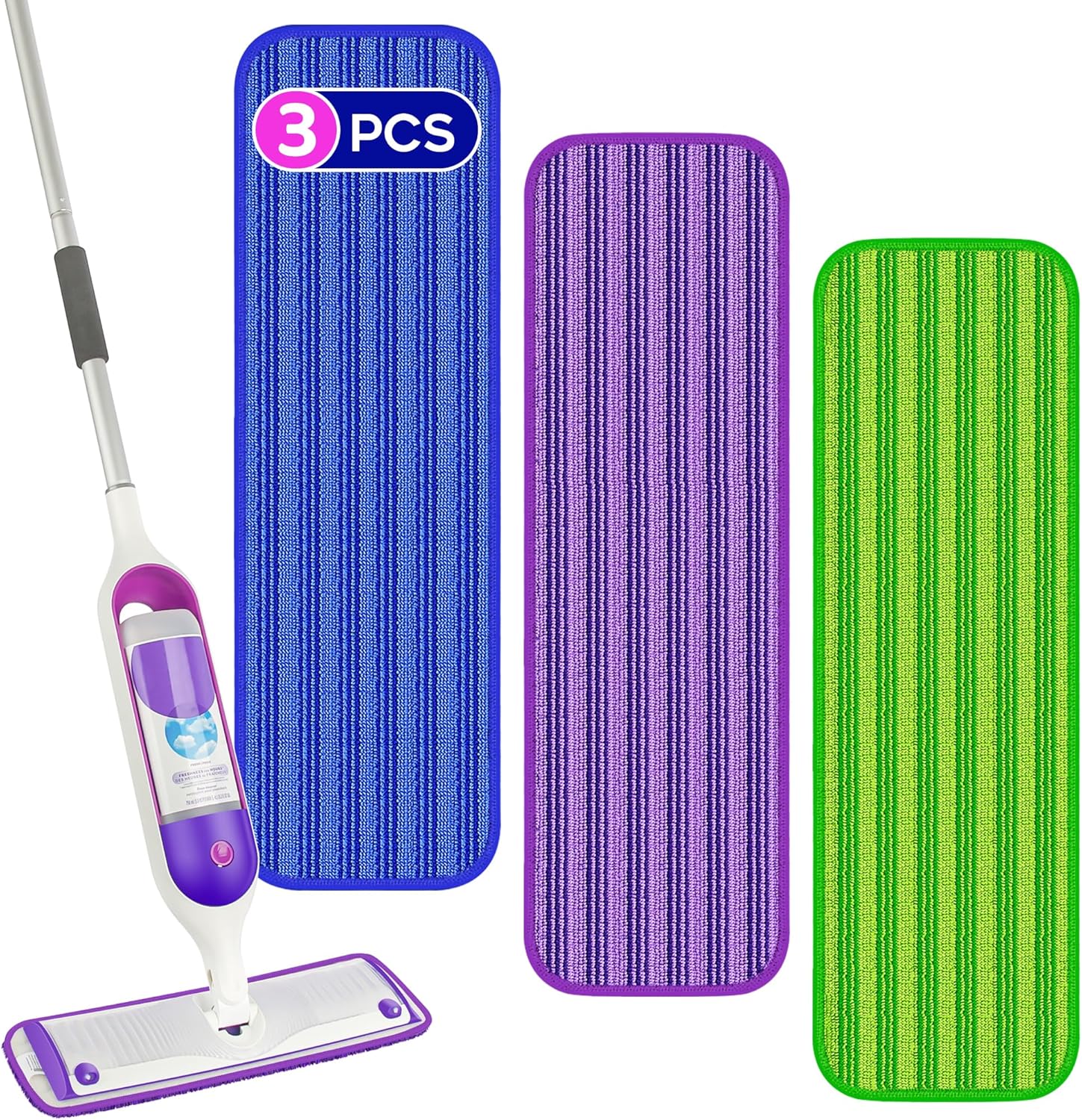 3-Pack Washable Microfiber Mop Pads for Swiffer PowerMop