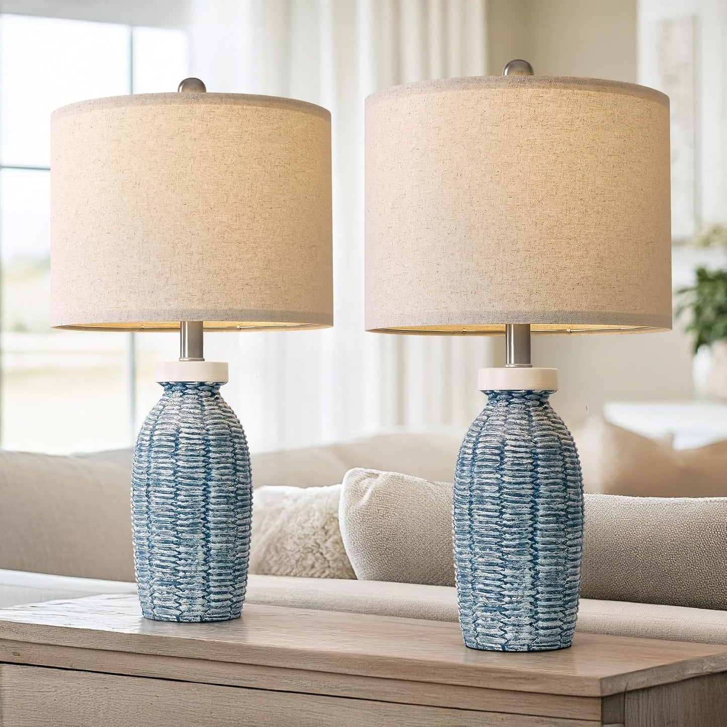 22.75 in Boho Table Lamps Set of 2 for Bedroom Living Room
