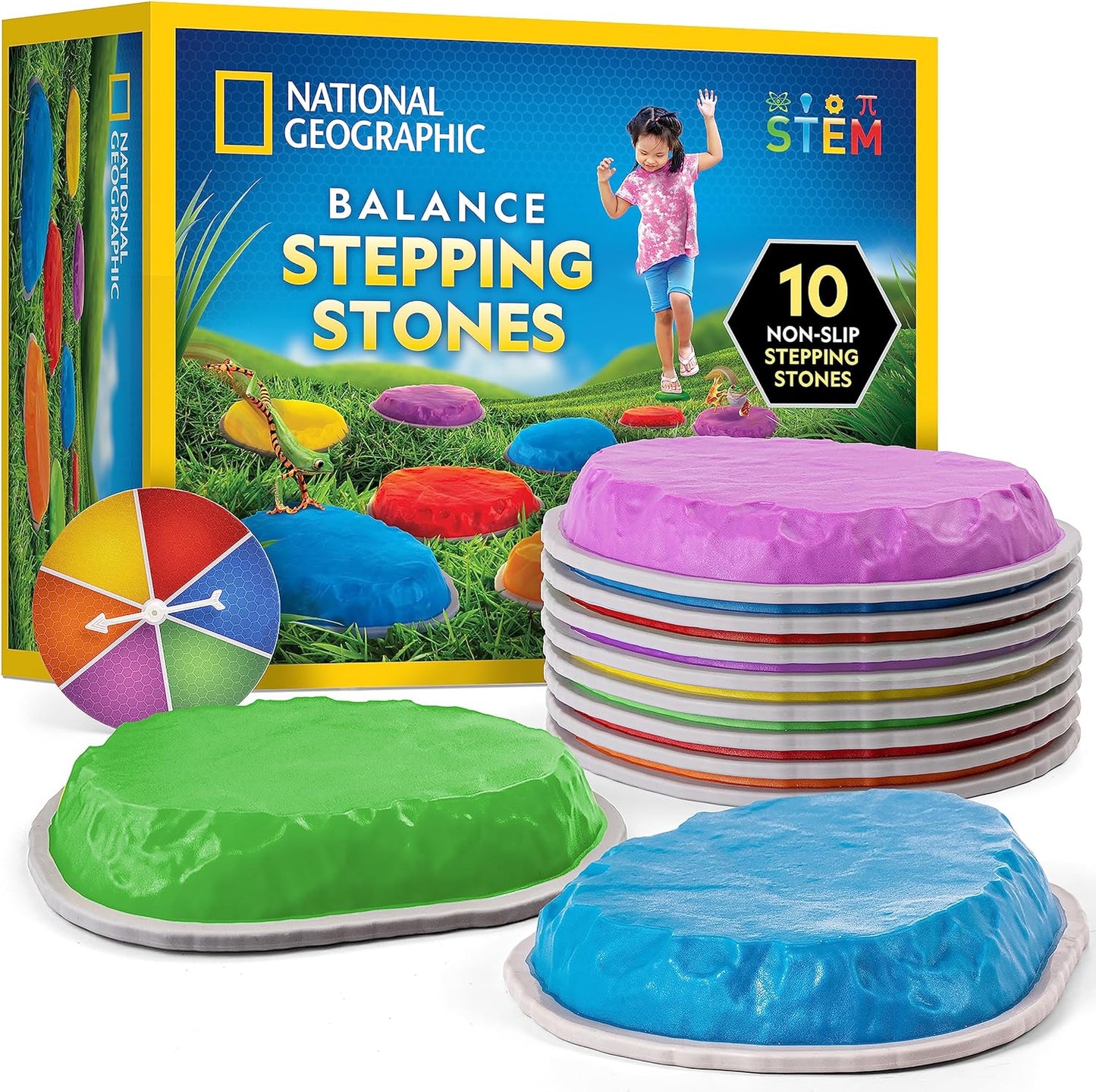 NATIONAL GEOGRAPHIC Kids Stepping Stones - Encourage Balance & Skills, Indoor/Outdoor, Blue Marble