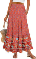 ANRABESS Maxi Skirt for Women - Flowy Boho Floral High Waist