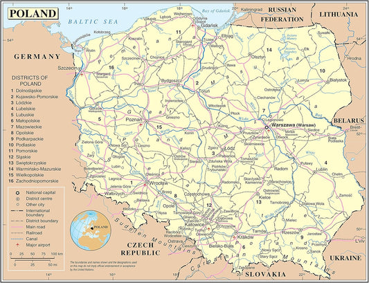 Poland Map Poster: Detailed + Laminated