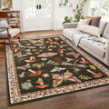 Mushroom Washable Area Rug 6x9 Brown - Thin Low-Pile Non-Slip