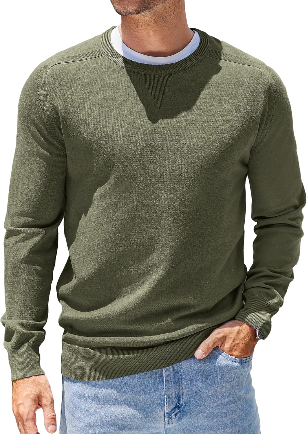 COOFANDY Mens Lightweight Crewneck Pullover Sweater for Comfort
