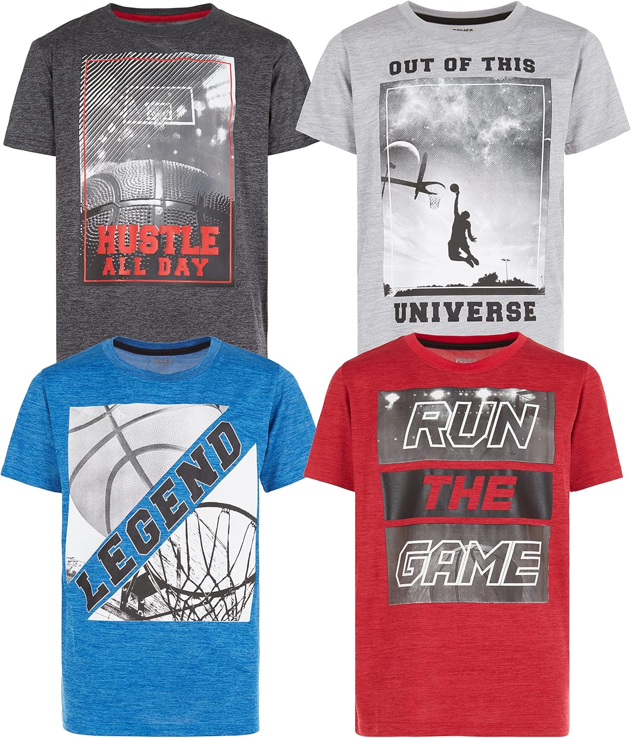Boys T Shirts 4 Pack - Active Athletic Workout Tops for Kids