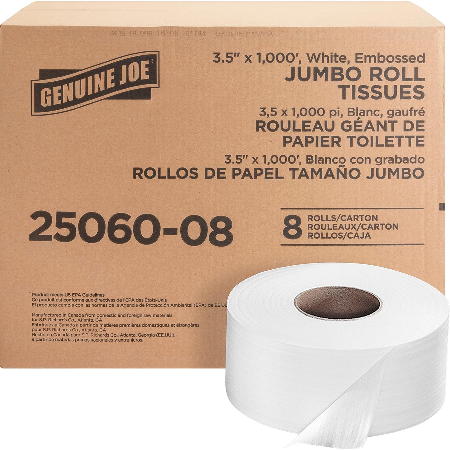 Genuine Joe Jumbo Dispenser Roll Bath Tissue for High Traffic
