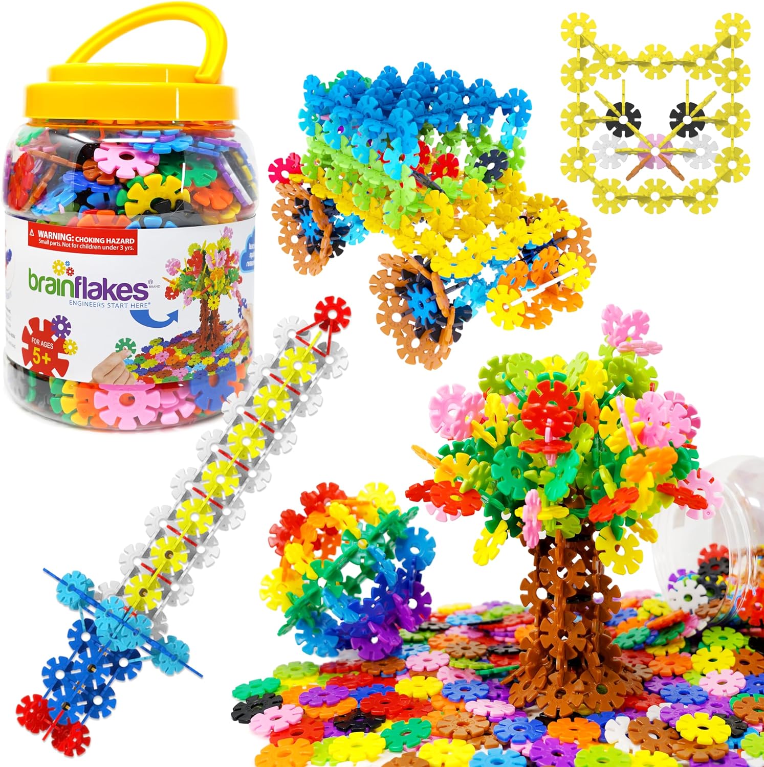 VIAHART Brain Flakes 500 Piece Set - Creative STEM Building