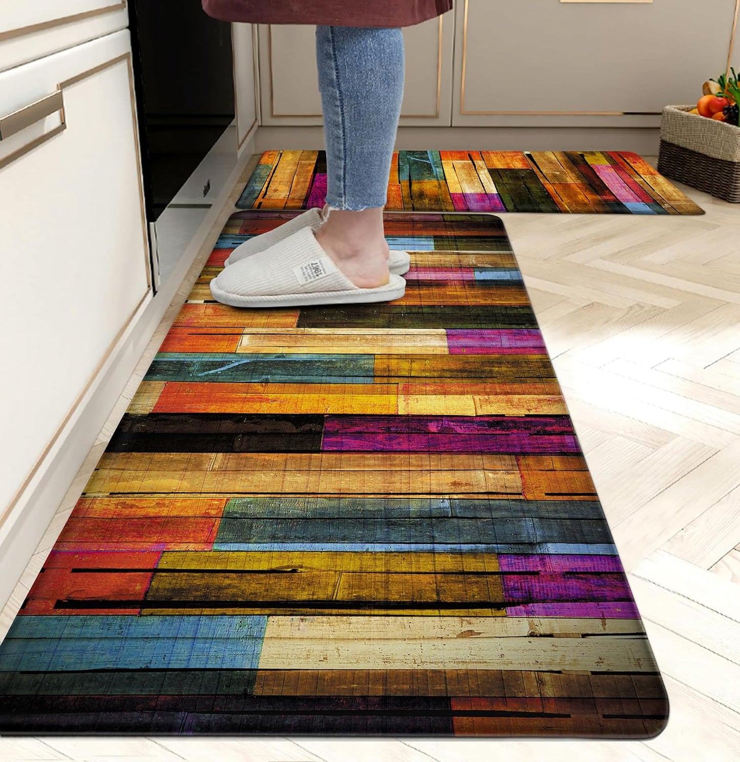 Colorful Kitchen Mats for Floor - Anti Fatigue Cushioned Comfort