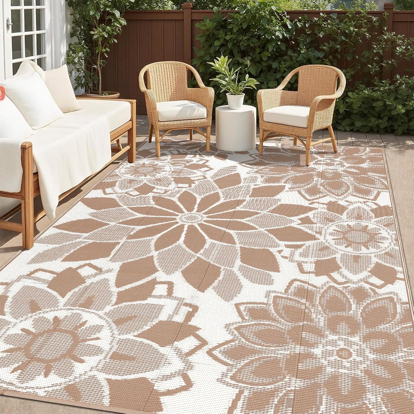LOKHOM Outdoor Rug for Patio - Reversible Waterproof Mat