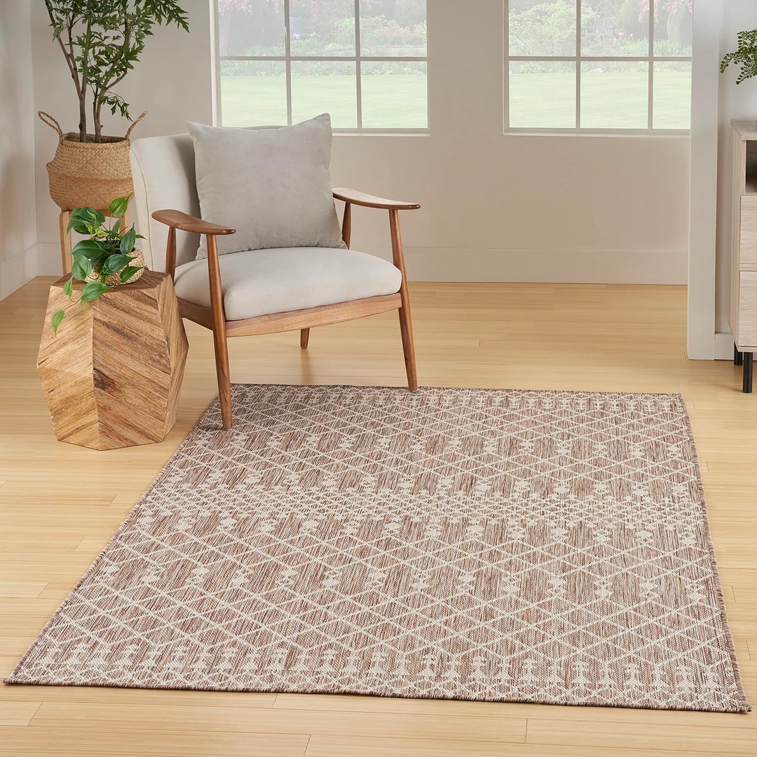 Nourison Home Positano Indoor/Outdoor Beige Area Rug 5ft x 7ft