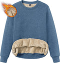 TACVASEN Women's Crewneck Sweatshirt Fleece Lined Sherpa Pullover