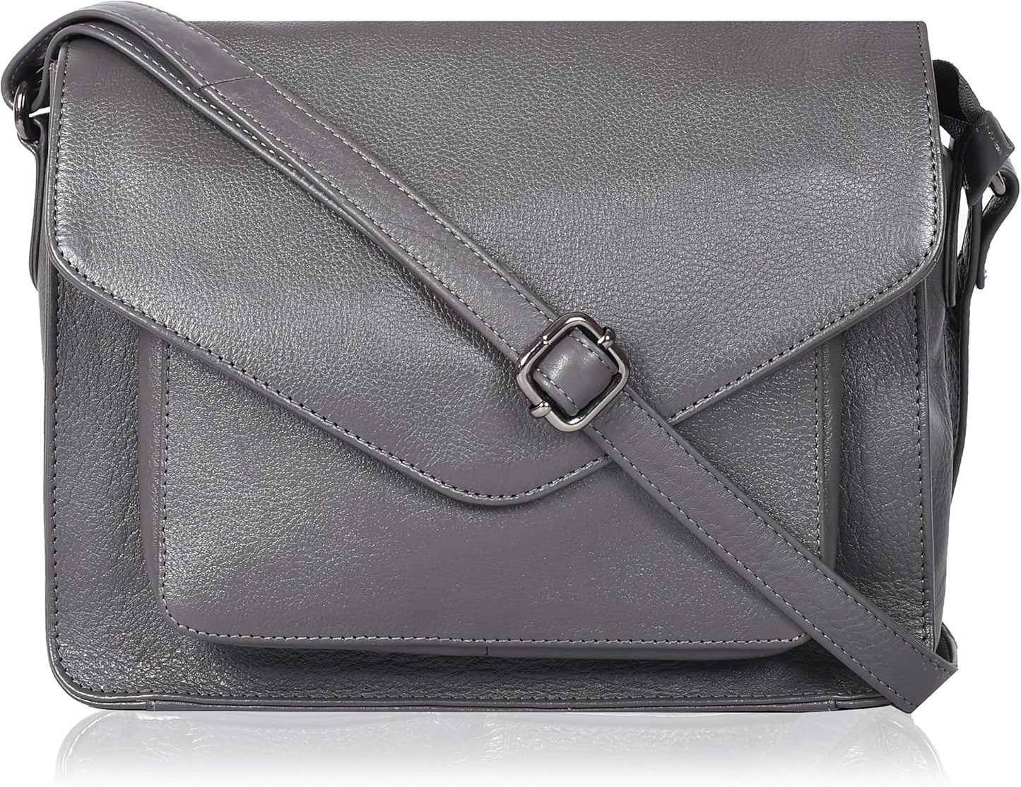 Leather Flapover Crossbody Handbag Purse for Women with Style