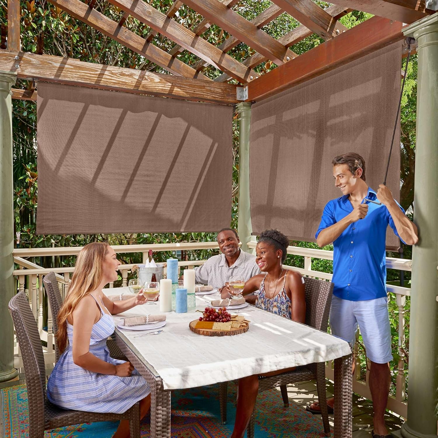 Coolaroo Outdoor Roller Shade - 95% UV Block for Patios