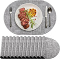 Washable Heat Resistant Oval Placemats Set of 12 for Dining
