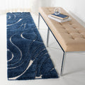Florida Shag Runner Rug 2ft 3in x 9ft Navy & Ivory - Plush
