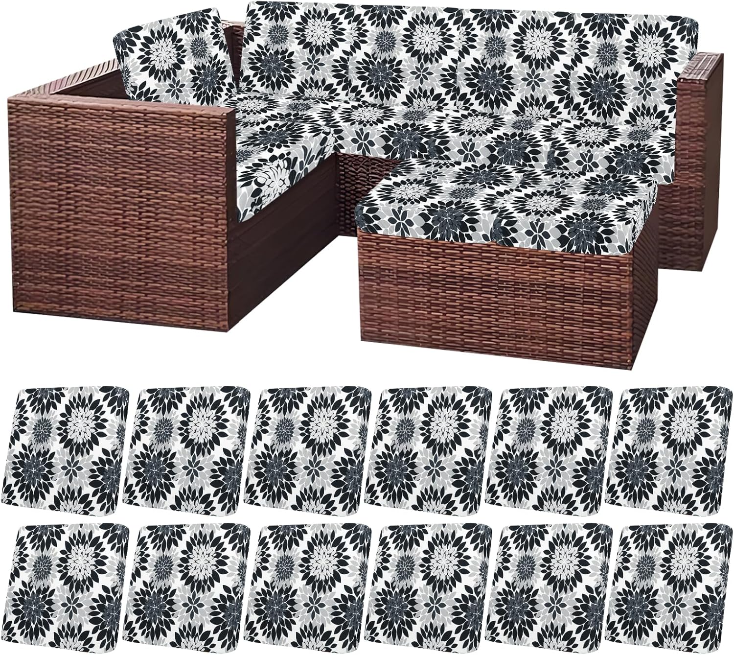 HEBE Outdoor Patio Cushion Covers Set of 12 for Easy Replacement