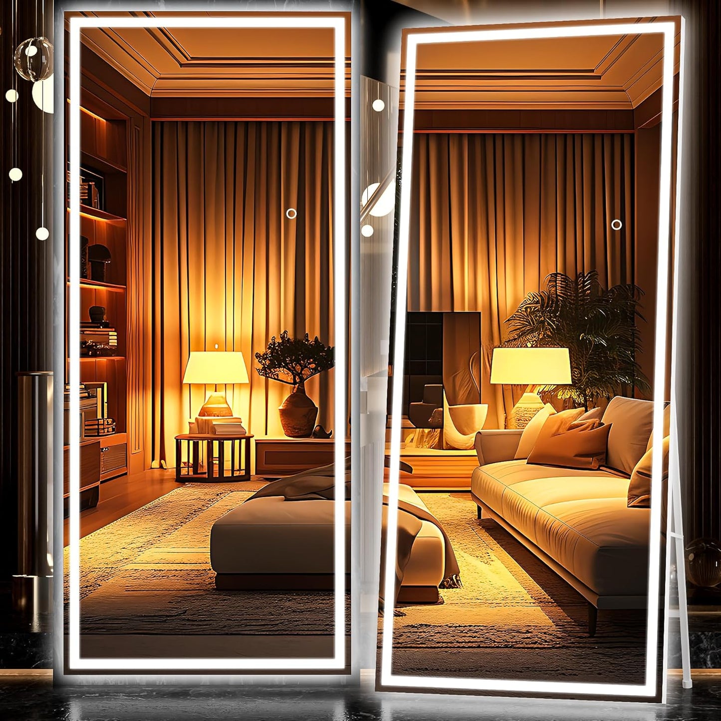 Hasipu Full Length Mirror with Lights - Dimmable LED Floor Mirror
