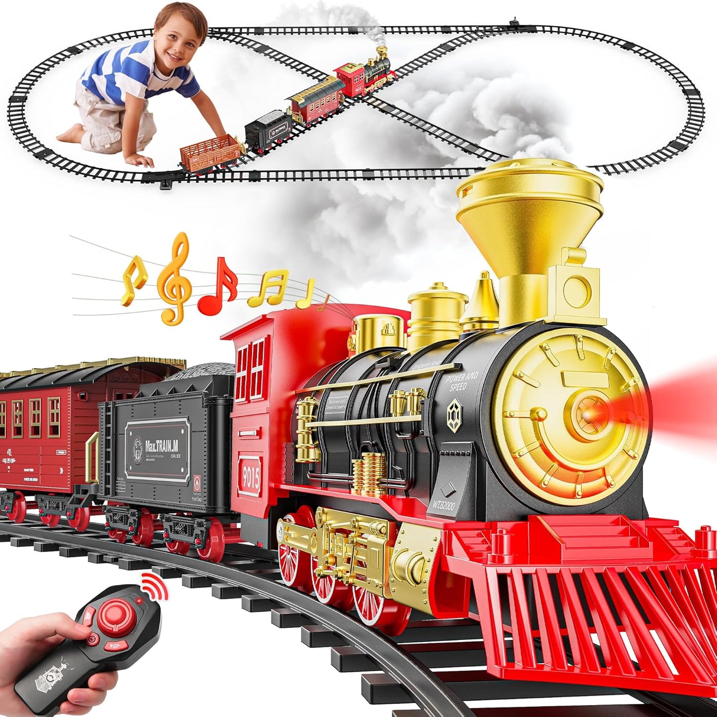 Hot Bee Remote Control Train Set for Kids with Luxury Tracks