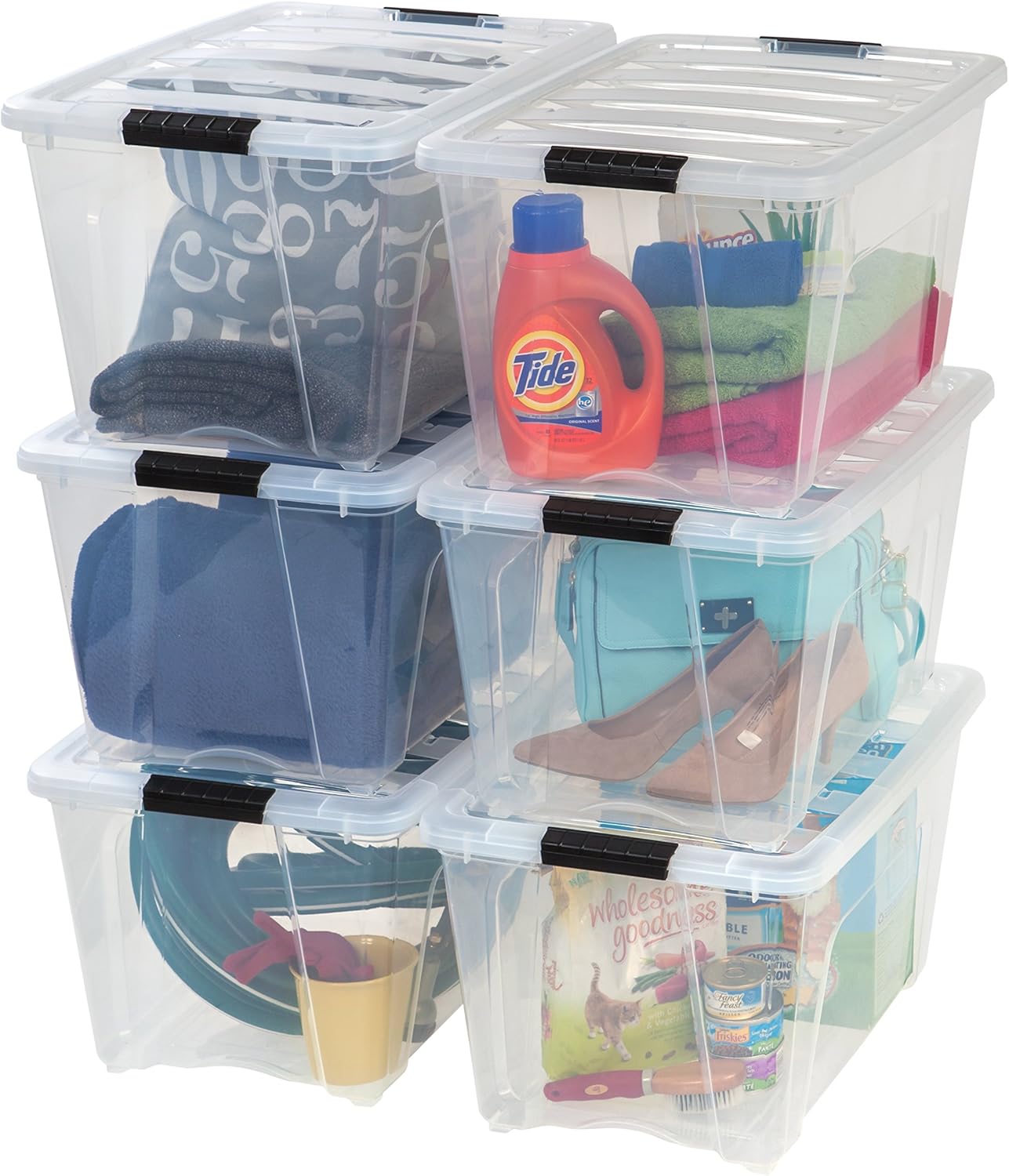 IRIS USA 54 Qt Stackable Plastic Storage Bins for Organizing