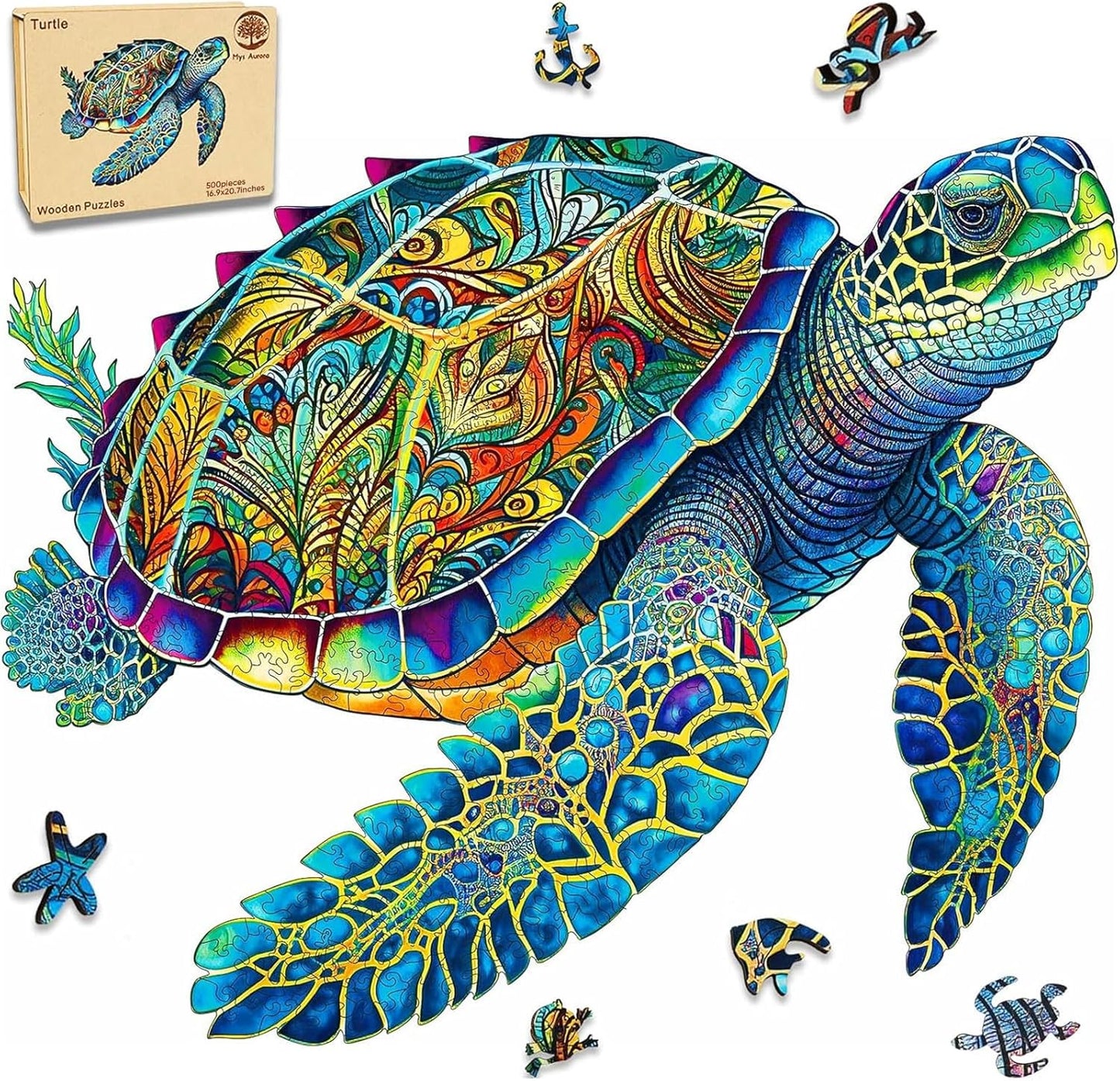 Unique Sea Turtle Wooden Puzzle for Adults and Kids Fun
