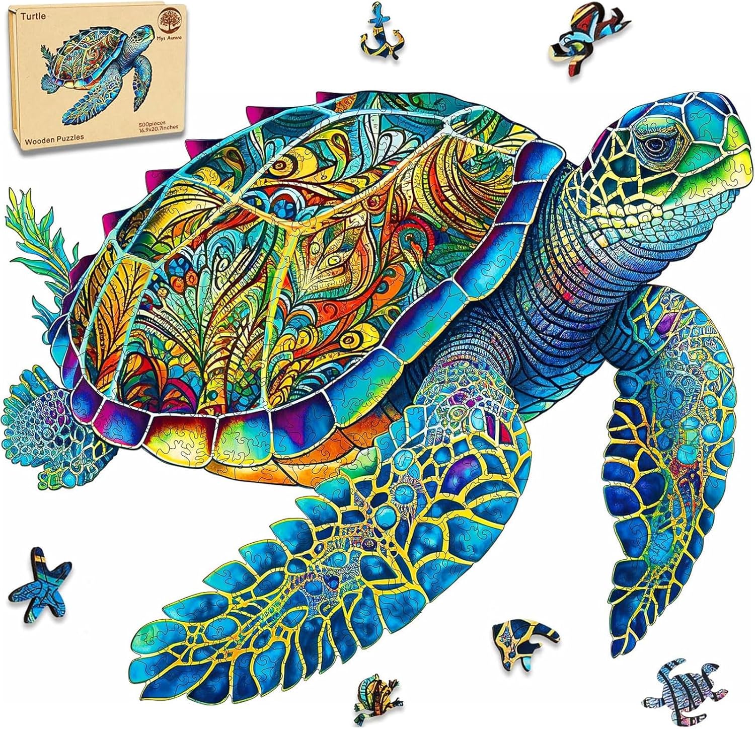 Unique Sea Turtle Wooden Puzzle for Adults and Kids Fun