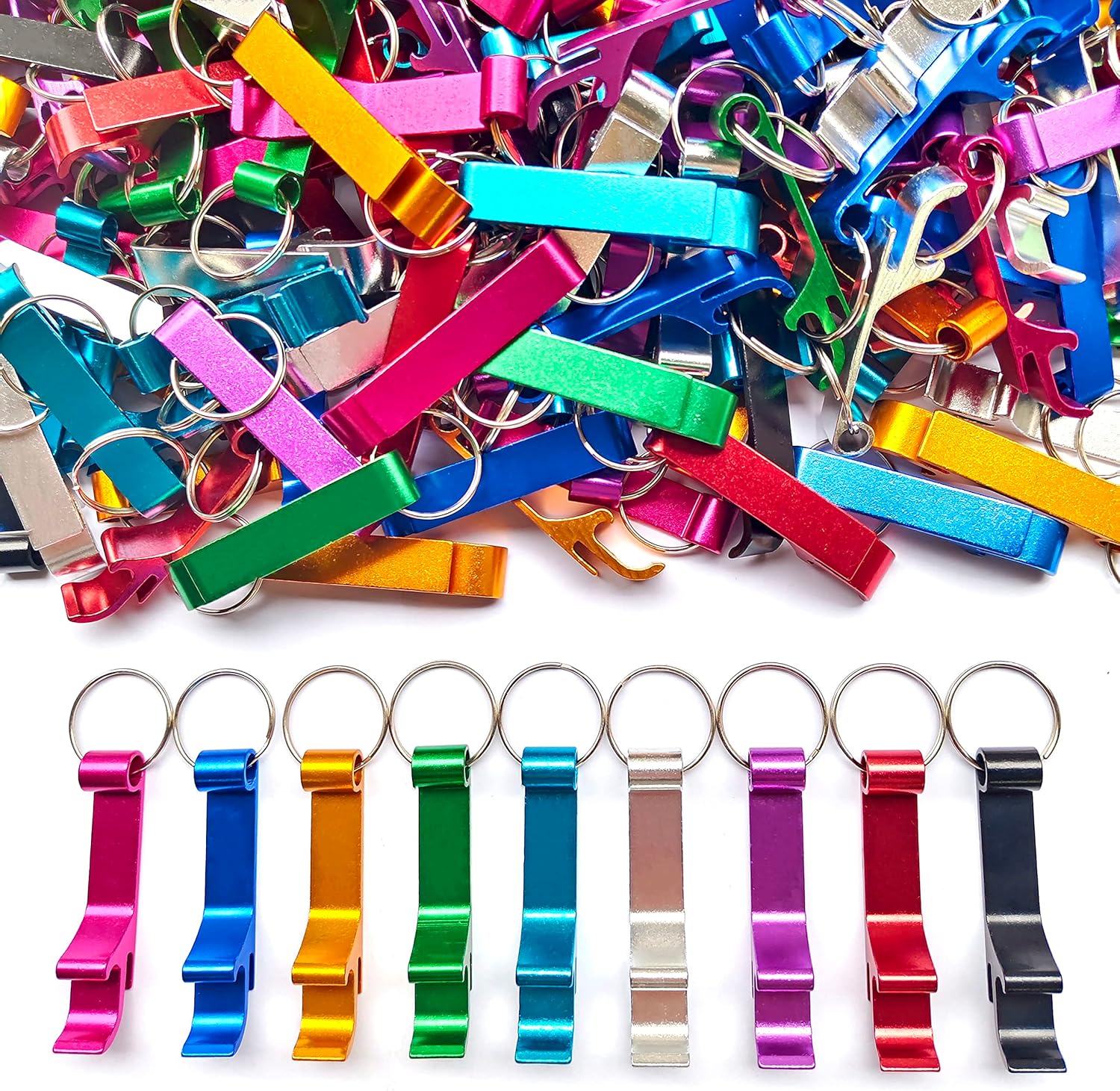 200pc Colored Aluminum Bottle Opener Keychain for Parties