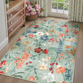 Green Area Rug 5x7 Floral Washable Non Slip Soft Indoor Carpet