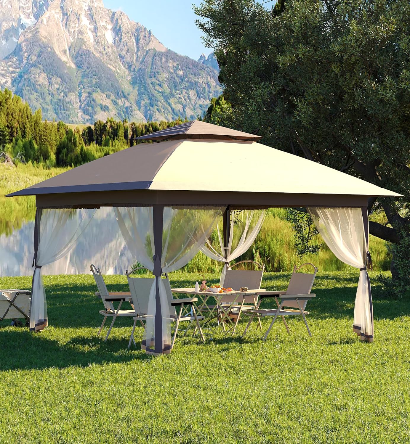13 X 13FT Pop Up Gazebo with Mosquito Netting for Outdoor Events