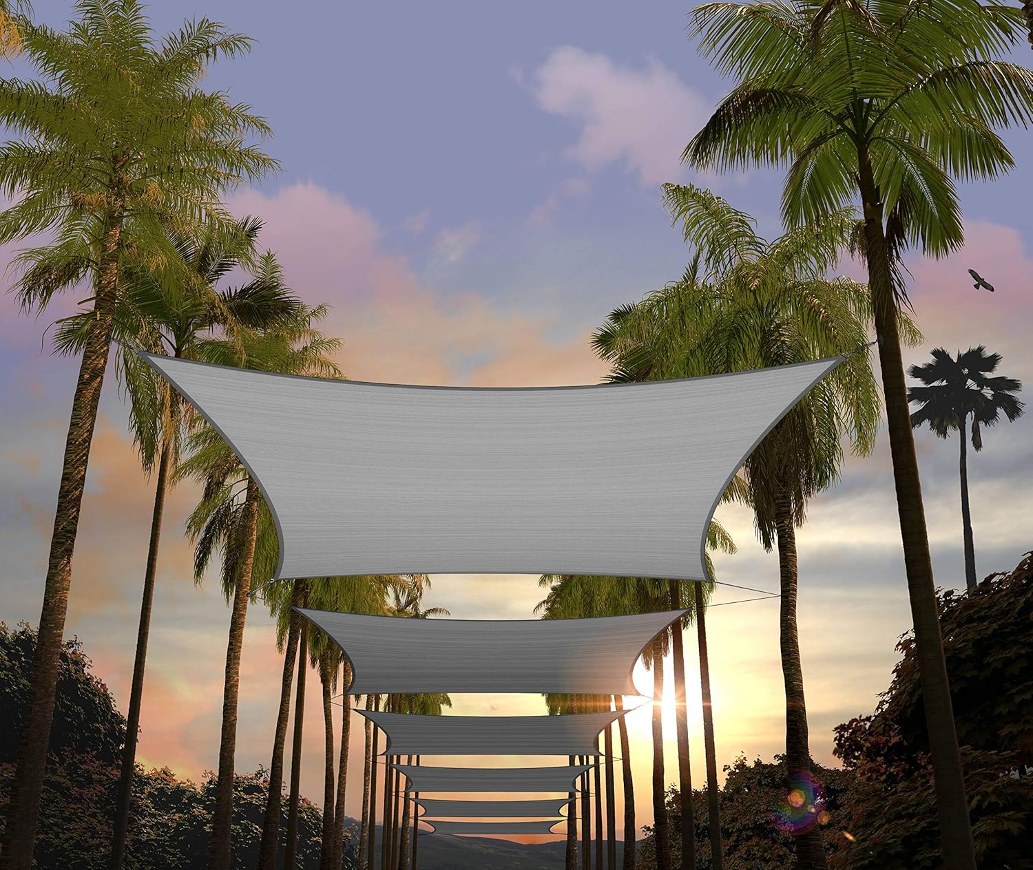Custom Size Grey Rectangle Sun Shade Sail with UPF50+ Protection