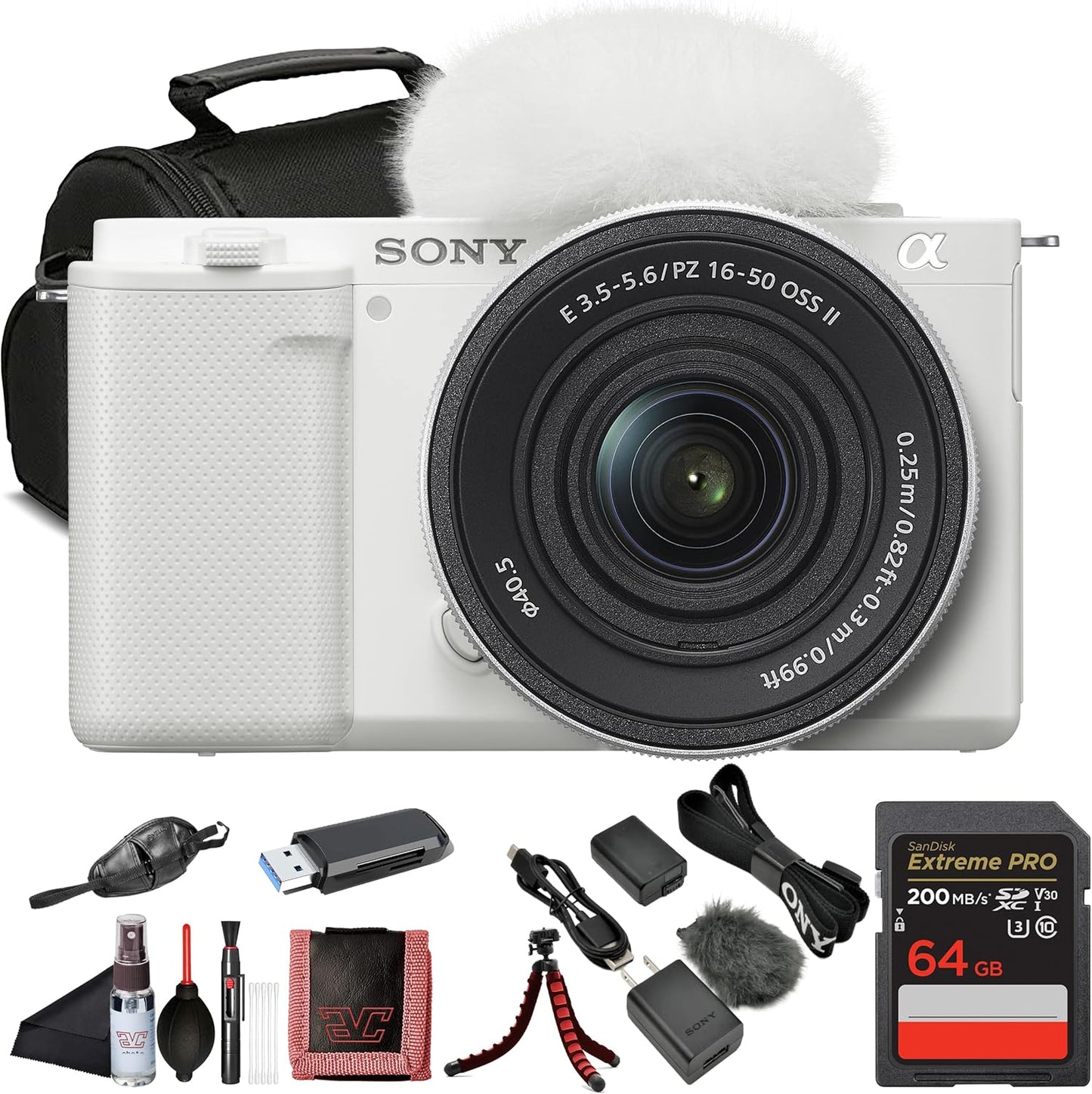 Sony ZV-E10 Mirrorless Camera Kit with 16-50mm Lens and More