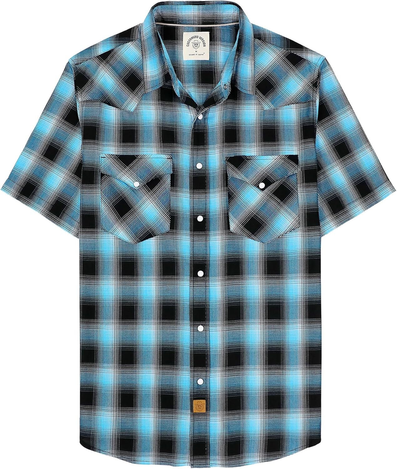 Stylish Mens Short Sleeve Western Cowboy Plaid Snap Shirts