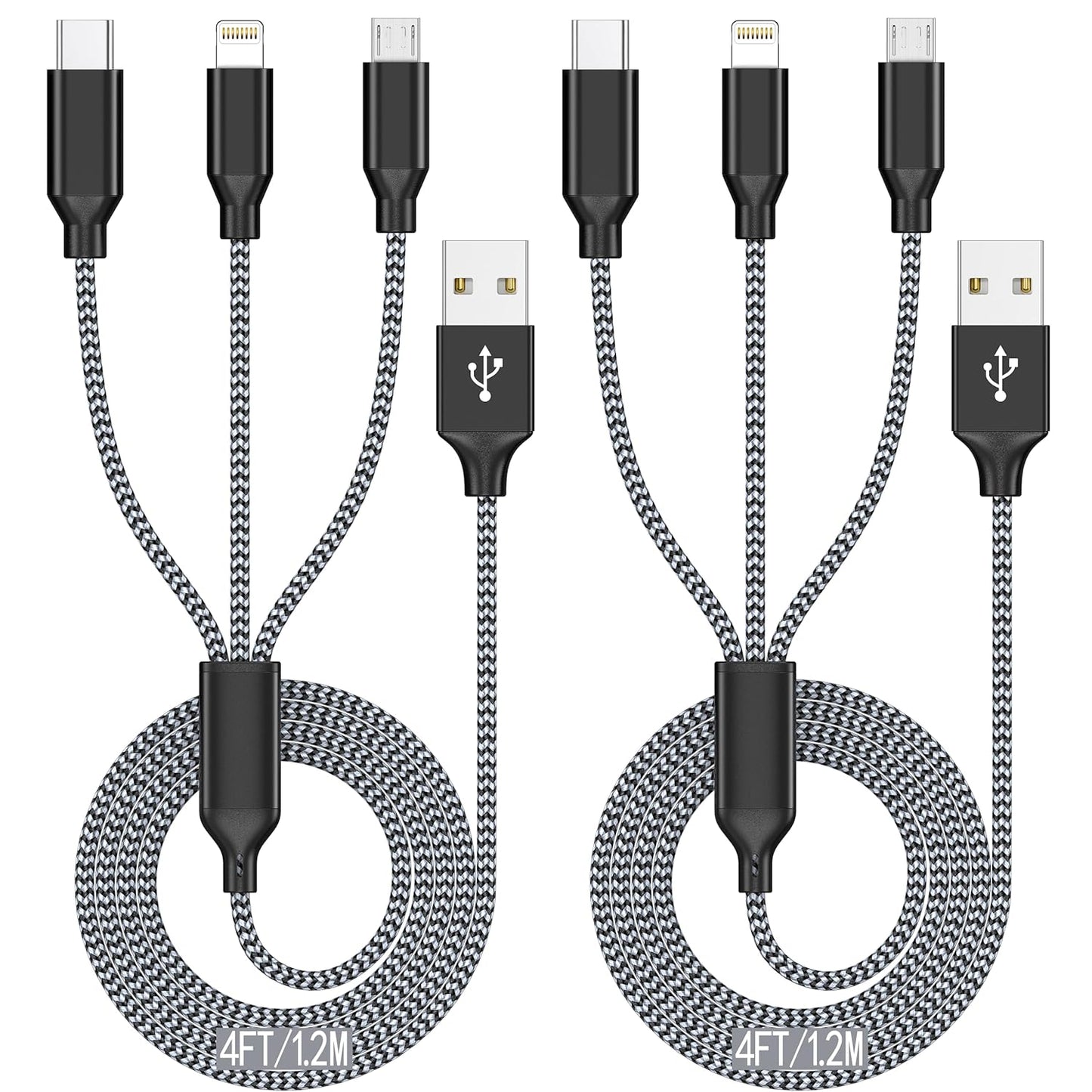 Fast Charge 3in1 Nylon Braided MFi Cable