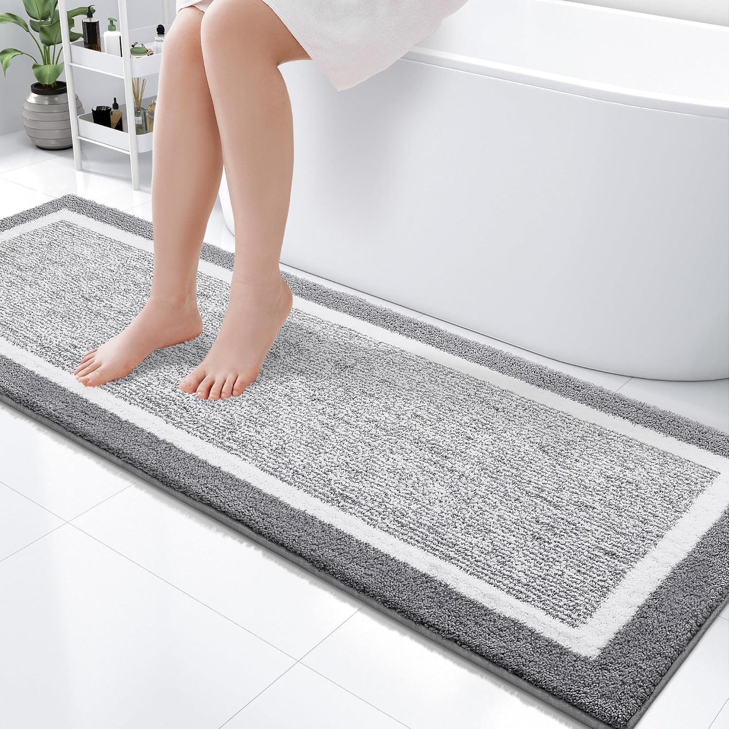 OLANLY Bathroom Rugs 59x20, Soft Microfiber Non-Slip Mat