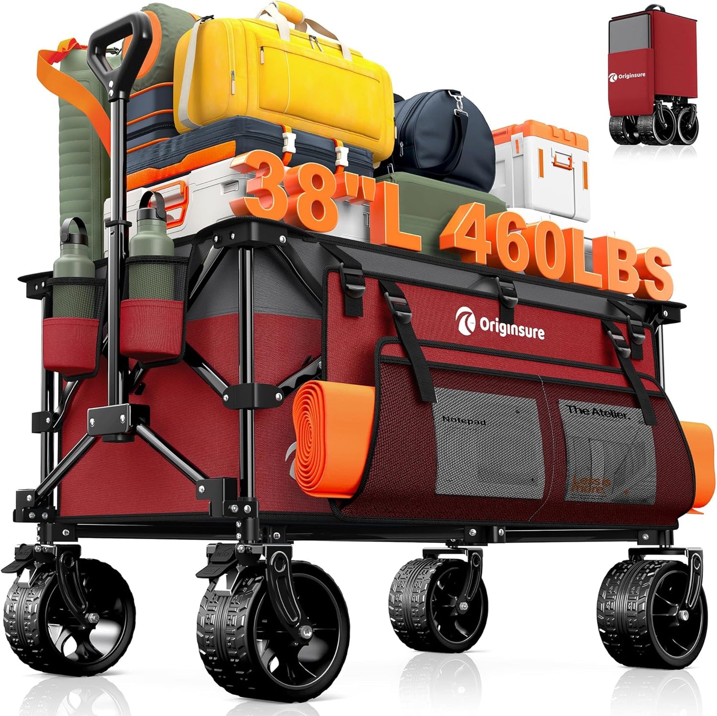 220L Collapsible Wagon Cart with Heavy Duty All-Terrain Wheels