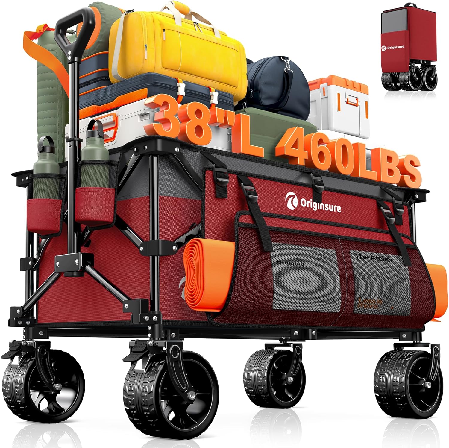 220L Collapsible Wagon Cart with Heavy Duty All-Terrain Wheels