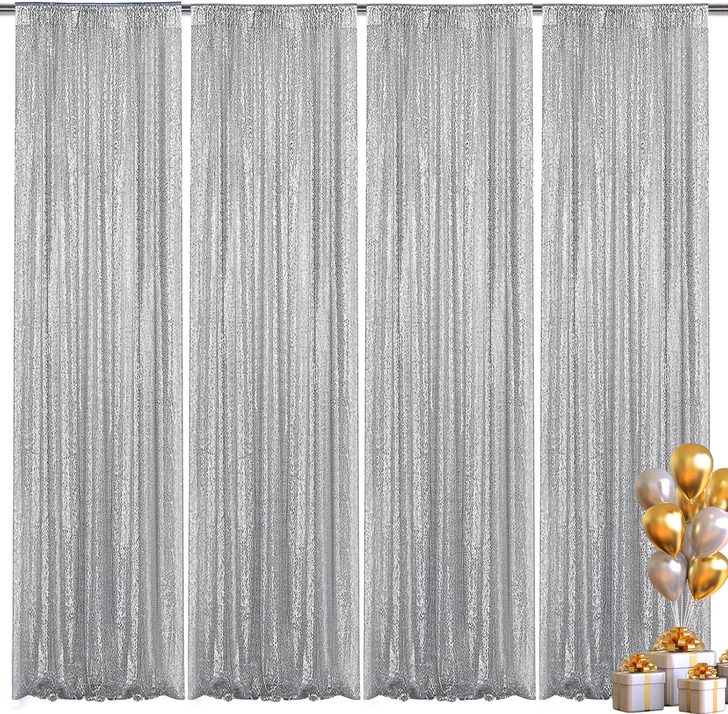 Silver Sequin Backdrop Curtain for Stunning Party Decorations