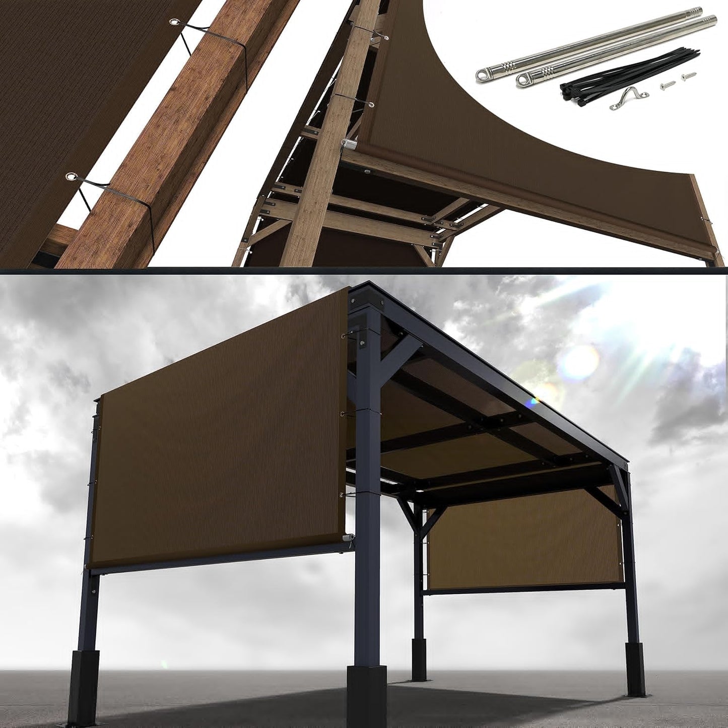 Royal Shade 9ft W x 22ft L Pergola Sun Shade Canopy Cover