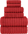100% Turkish Cotton Corduroy Ribbed Luxury Bath Towels 6-Piece Set